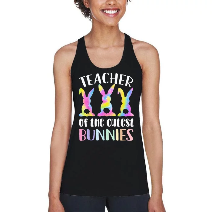 Easter Tie Dye Teacher of The Cutest Bunnies  Wo Women's Racerback Tank