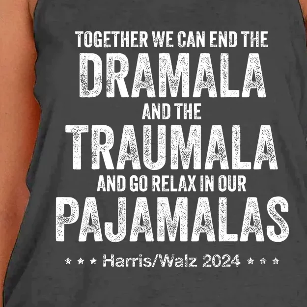 End The Dramala And The Traumala And Relax In Our Pajamalas Women's Knotted Racerback Tank