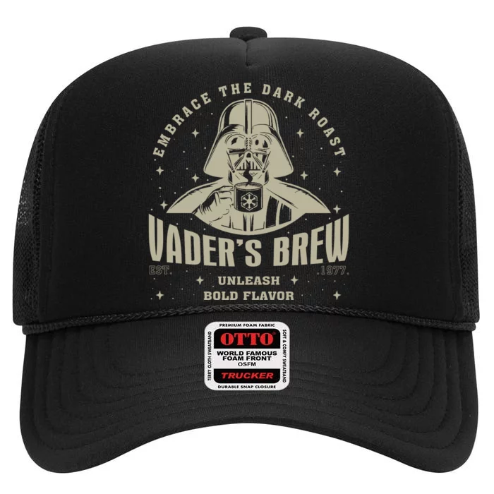 Embrace The Dark Brew Est 1977 Darth High Crown Mesh Trucker Hat