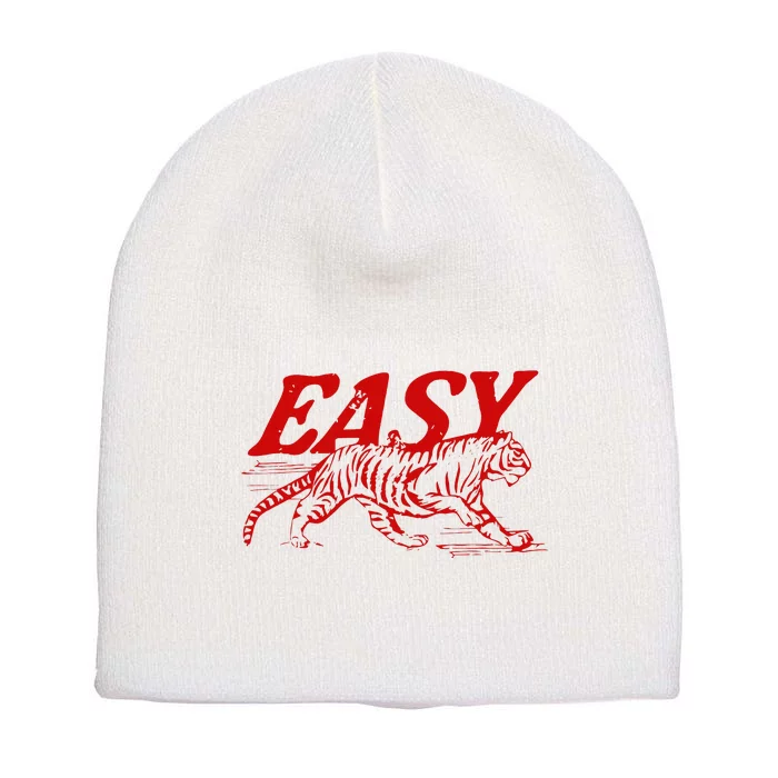 Easy Tiger Distressed Graphic Short Acrylic Beanie