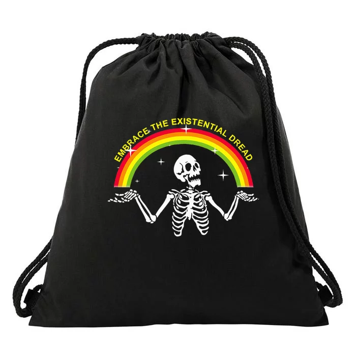 Embrace The Existential Dread Apparel Drawstring Bag