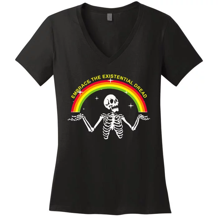 Embrace The Existential Dread Apparel Women's V-Neck T-Shirt