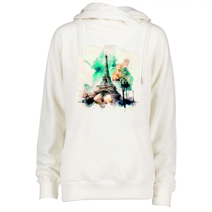 Eiffel Tower Womens Funnel Neck Pullover Hood