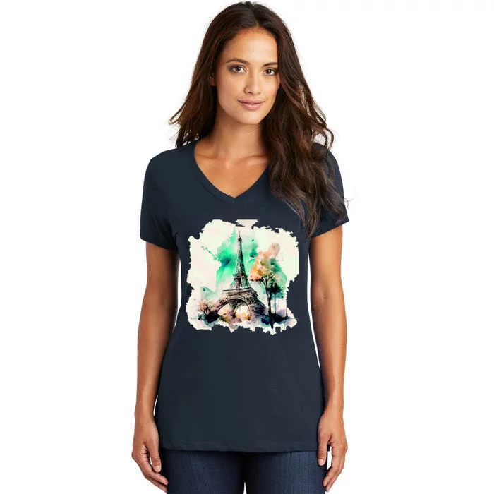 Eiffel Tower Women's V-Neck T-Shirt