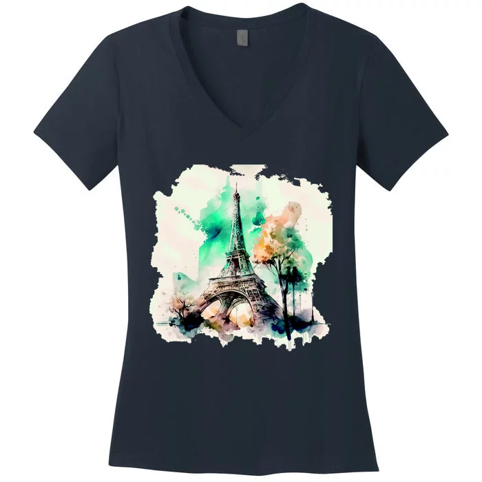 Eiffel Tower Women's V-Neck T-Shirt