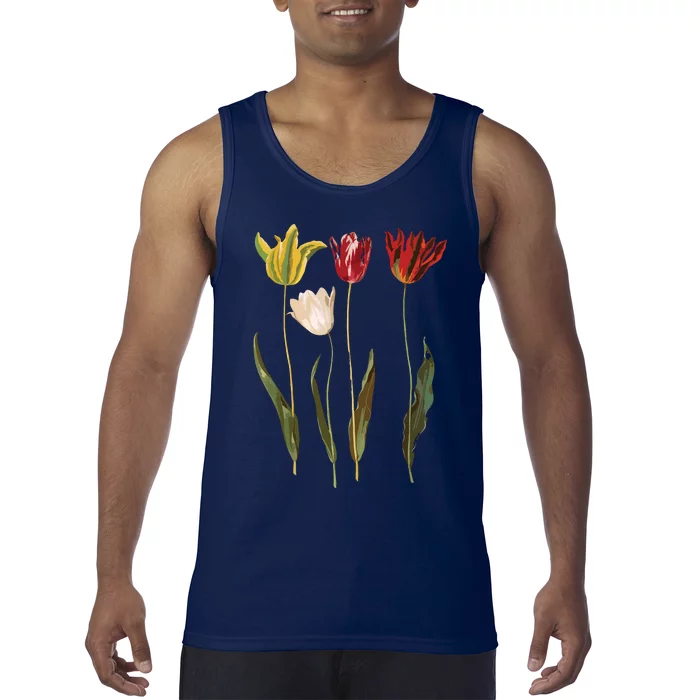 Elegant Tulips Flower Antique Plants Botanical Vintage Gift Tank Top