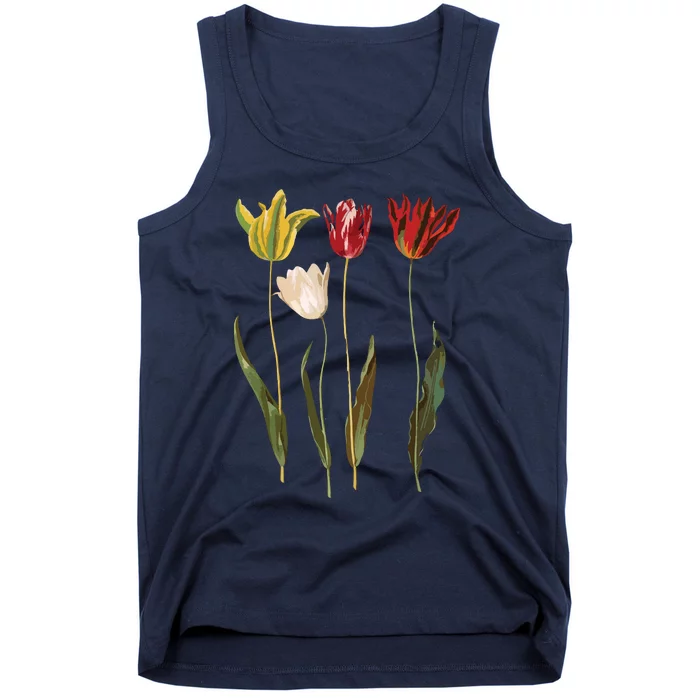 Elegant Tulips Flower Antique Plants Botanical Vintage Gift Tank Top