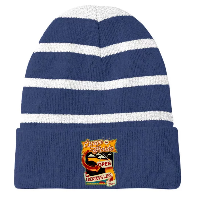 Escape To Florida Open The Lockdown Libs Tour Striped Beanie with Solid Band