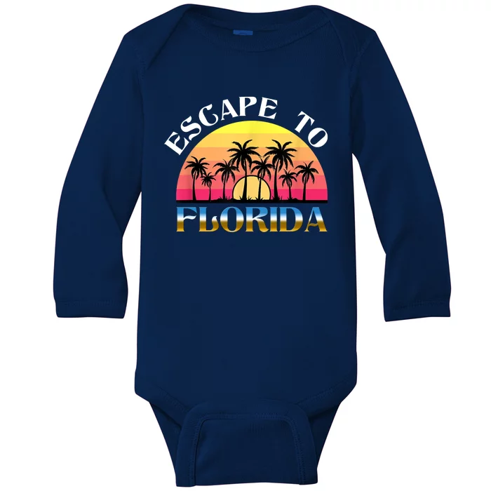 Escape To Florida Baby Long Sleeve Bodysuit