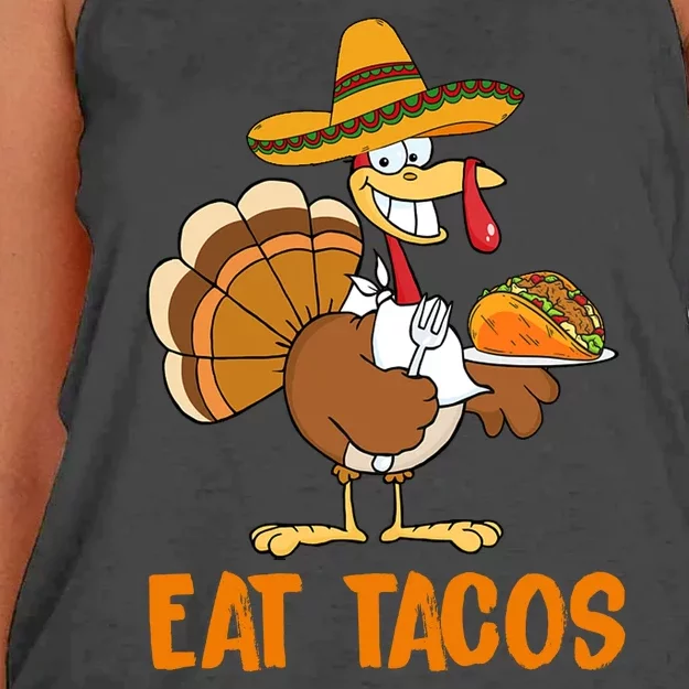 Eat Tacos Funny Turkey Thanksgiving Holiday Women's Knotted Racerback Tank