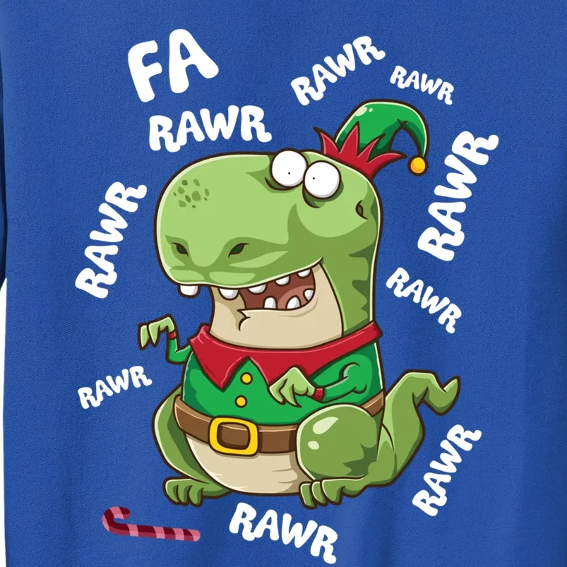 Elf Tgiftrex Fa Ra Ra Rawr Dinosaur Elves Christmas Dino Gift Tall Sweatshirt