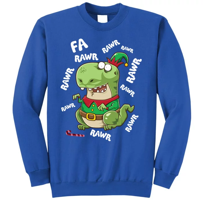 Elf Tgiftrex Fa Ra Ra Rawr Dinosaur Elves Christmas Dino Gift Tall Sweatshirt