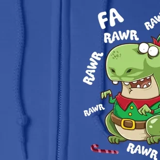 Elf Tgiftrex Fa Ra Ra Rawr Dinosaur Elves Christmas Dino Gift Full Zip Hoodie