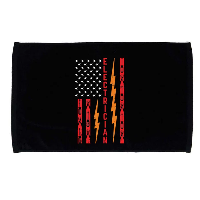 Electrician Tools Flash American Flag Funny Electricians Great Gift Microfiber Hand Towel