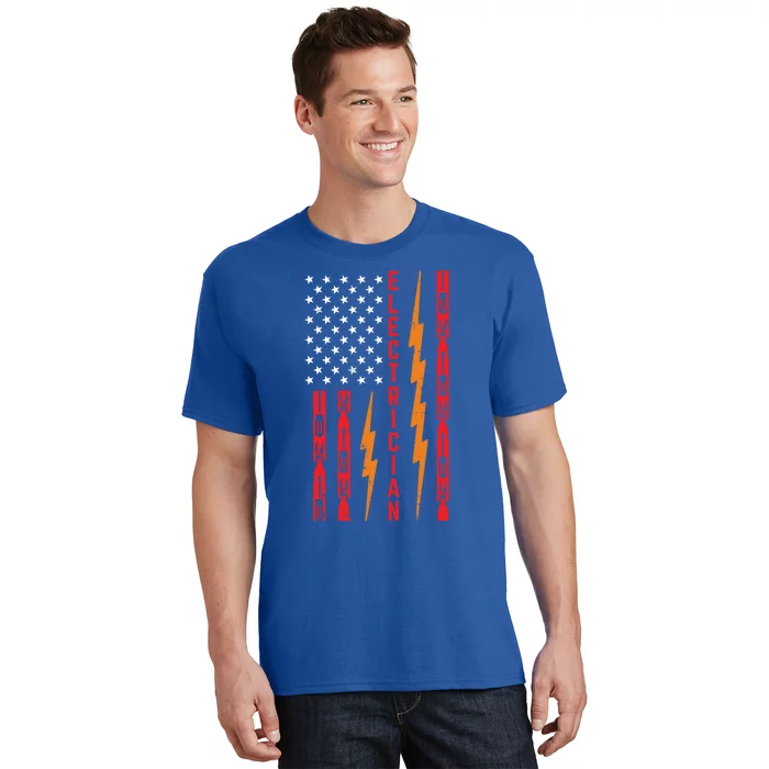 Electrician Tools Flash American Flag Funny Electricians Great Gift T-Shirt