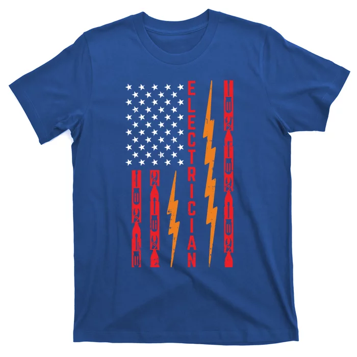 Electrician Tools Flash American Flag Funny Electricians Great Gift T-Shirt