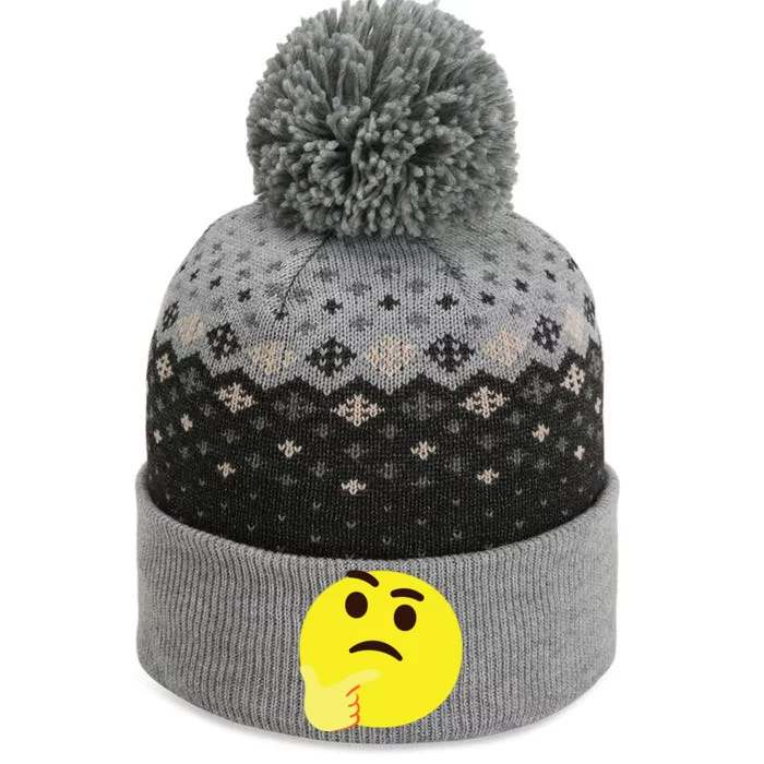 Emoticon Thinking Face Thinker The Baniff Cuffed Pom Beanie