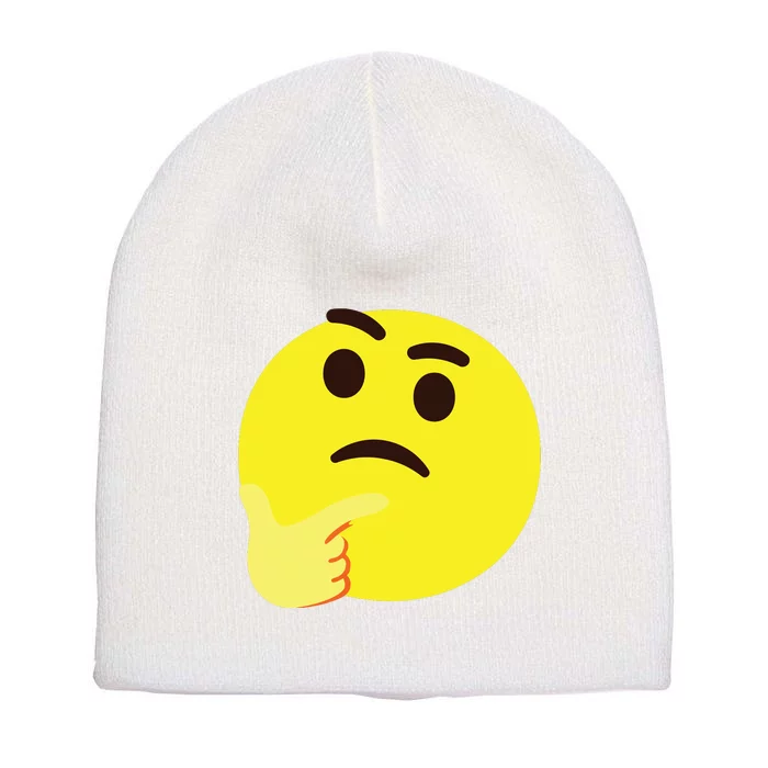 Emoticon Thinking Face Thinker Short Acrylic Beanie