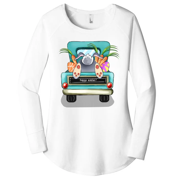 Easter Truck For Women Easter Egg Ladies Easter Farm Gift Women's Perfect Tri Tunic Long Sleeve Shirt