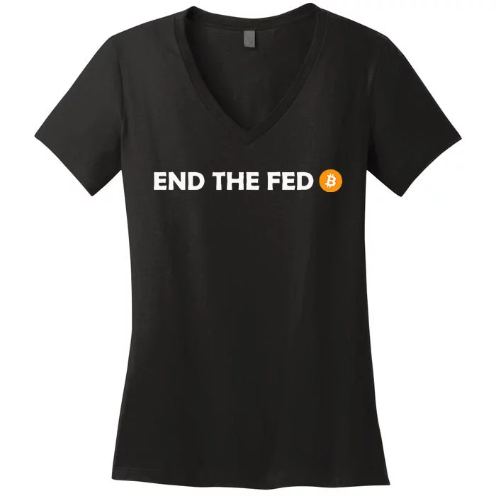 End The Fed Bitcoin Hodl Cryptocurrency Hodler Libertarian Women's V-Neck T-Shirt