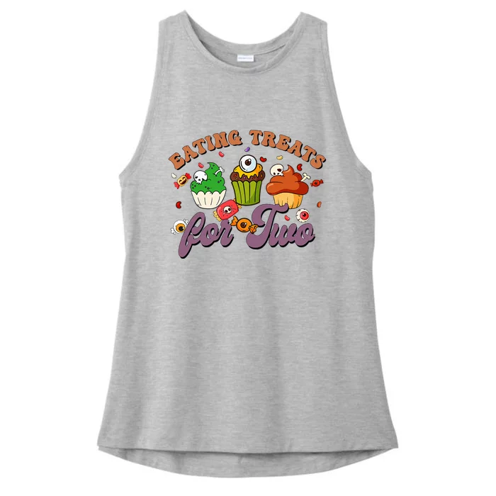 Eating Treats For Two Funny Pregnancy Announcement Outfit! Ladies Tri-Blend Wicking Tank