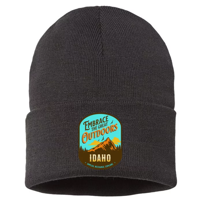 Embrace The Great Outdoors Unplug Recharge Rediscover Idaho Sustainable Knit Beanie