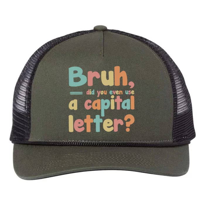 English Teacher Grammar Police Bruh Retro Rope Trucker Hat Cap