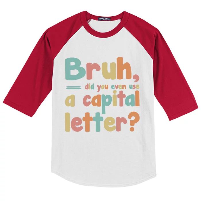 English Teacher Grammar Police Bruh Kids Colorblock Raglan Jersey