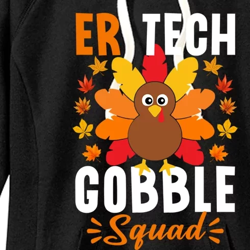 Er Tech Gobble Squad Gift Funny Turkey Thanksgiving Gift Women's Fleece Hoodie