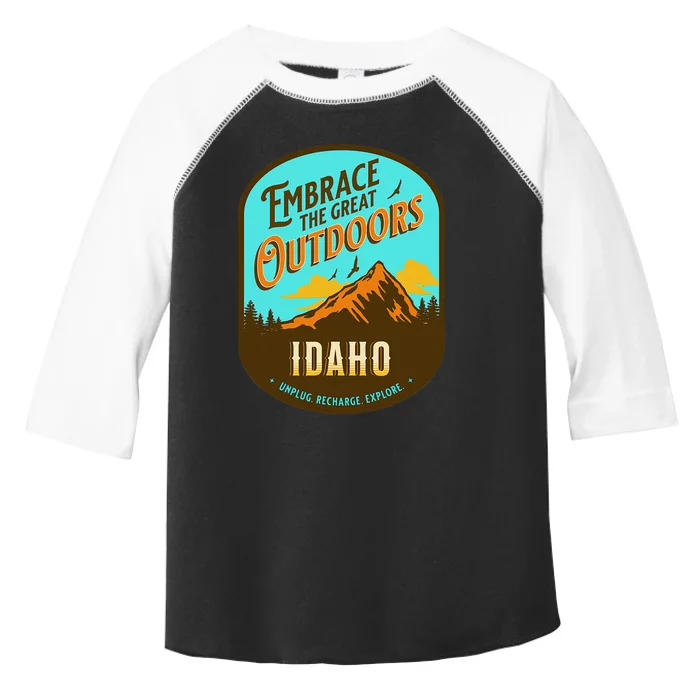 Embrace The Great Outdoors Unplug Recharge Rediscover Idaho Toddler Fine Jersey T-Shirt