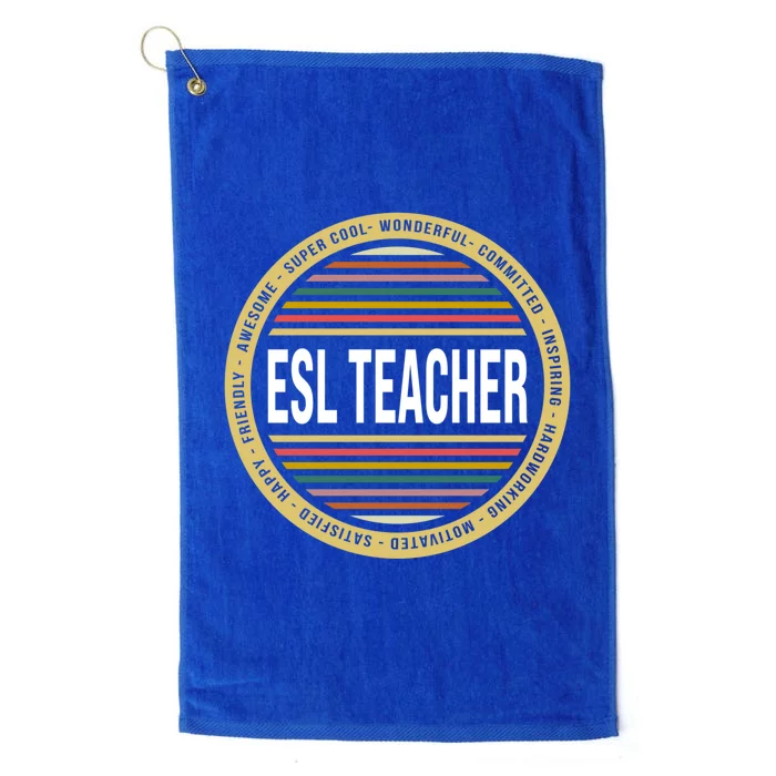 Esl Teacher Gift Funny Profession Birthday Gift Platinum Collection Golf Towel