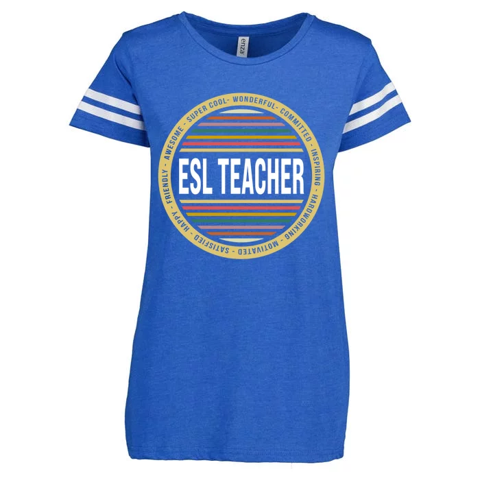 Esl Teacher Gift Funny Profession Birthday Gift Enza Ladies Jersey Football T-Shirt