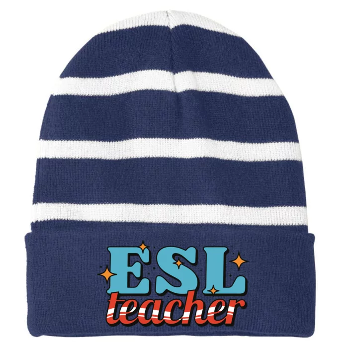 ESL Teacher Gift Striped Beanie with Solid Band