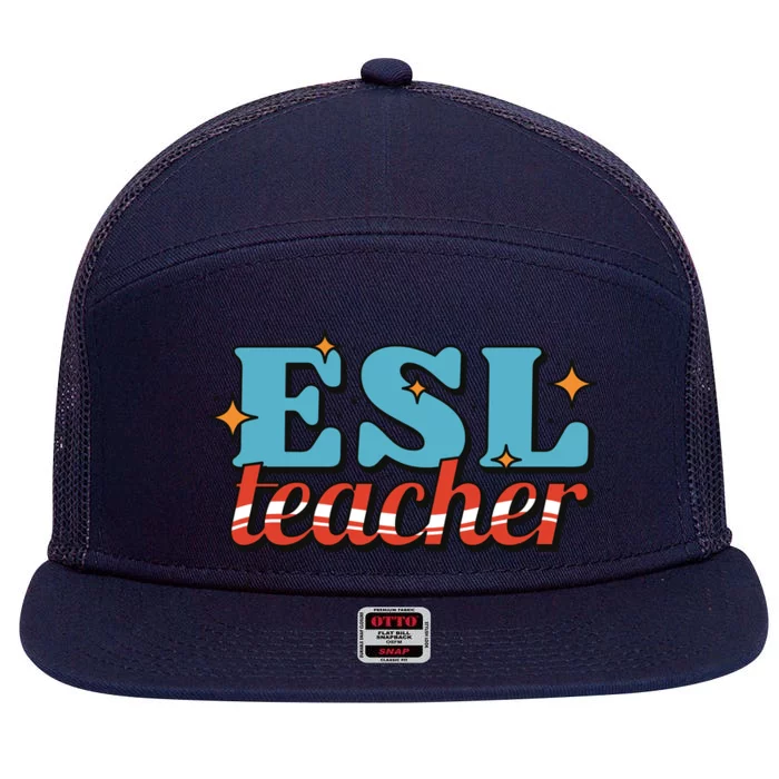 ESL Teacher Gift 7 Panel Mesh Trucker Snapback Hat