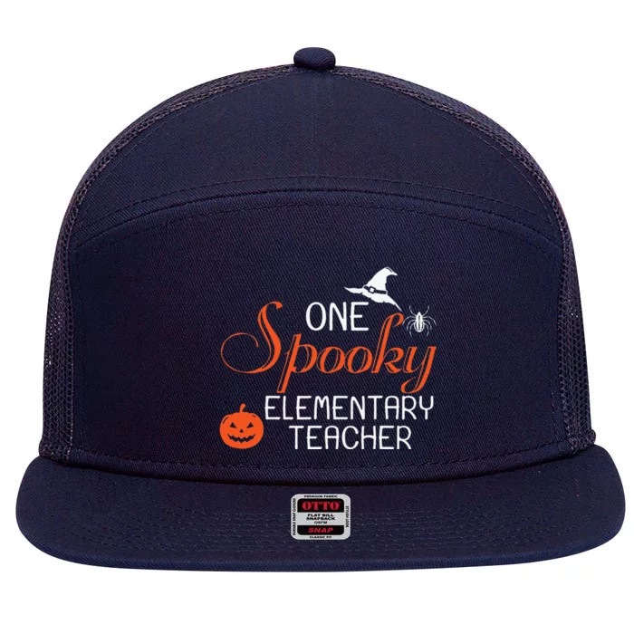 Elementary Teacher Halloween Funny Spooky Gift 7 Panel Mesh Trucker Snapback Hat