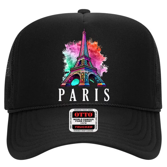 Eiffel Tower Holiday France Souvenir Paris High Crown Mesh Trucker Hat