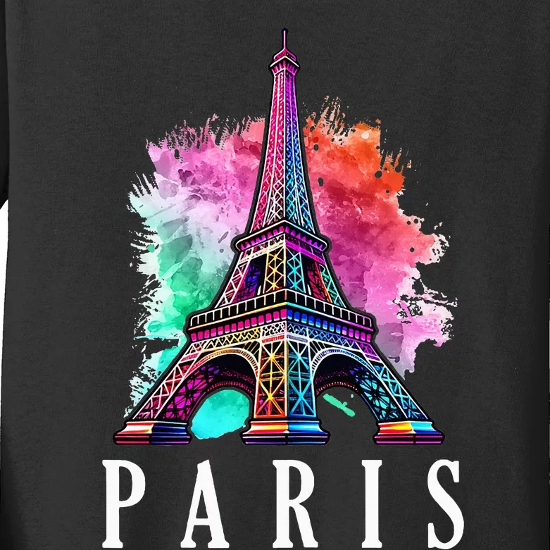 Eiffel Tower Holiday France Souvenir Paris Kids Long Sleeve Shirt