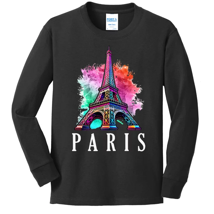 Eiffel Tower Holiday France Souvenir Paris Kids Long Sleeve Shirt