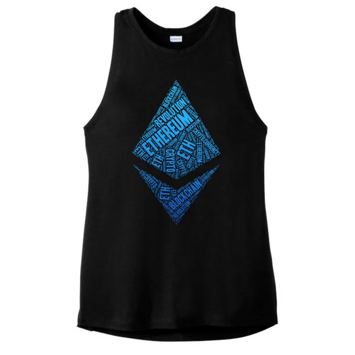 Ethereum Block Chain Revolution Crypto World Cloud Ladies Tri-Blend Wicking Tank