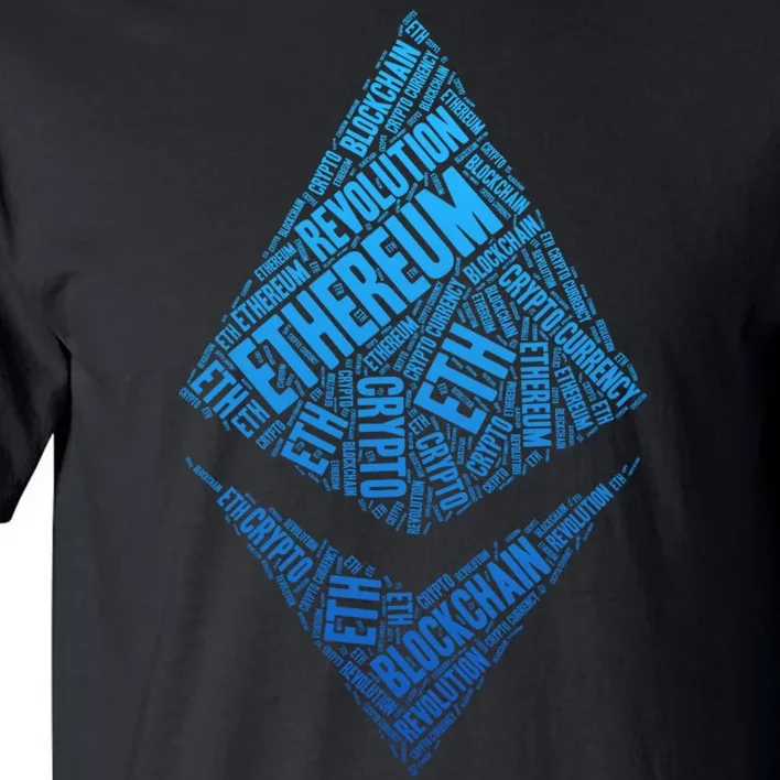 Ethereum Block Chain Revolution Crypto World Cloud Tall T-Shirt