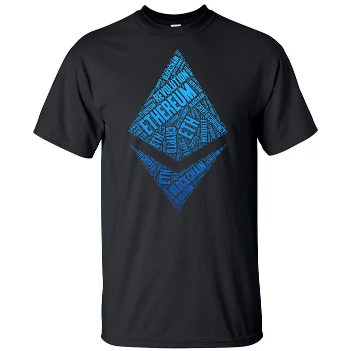 Ethereum Block Chain Revolution Crypto World Cloud Tall T-Shirt