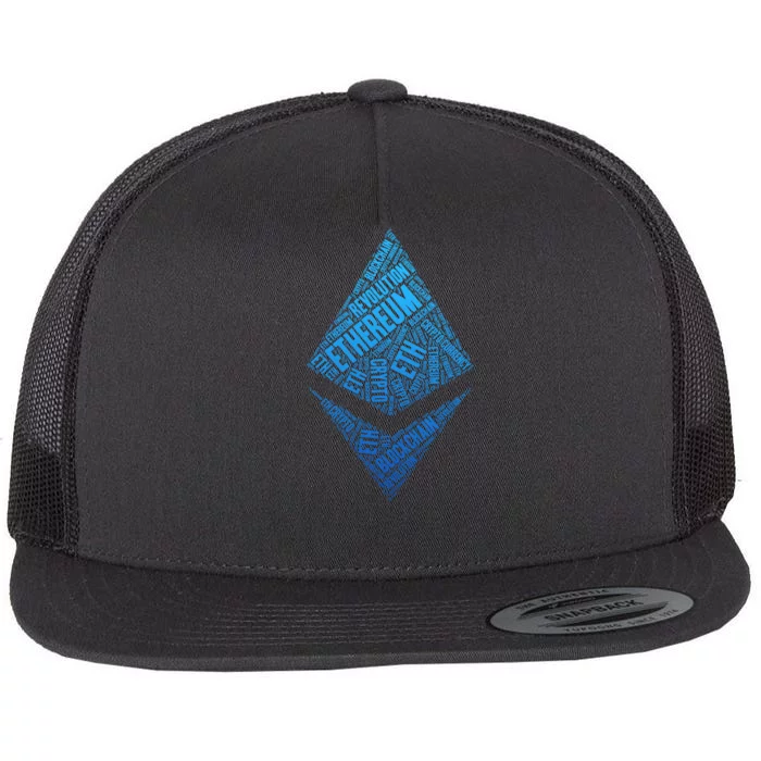 Ethereum Block Chain Revolution Crypto World Cloud Flat Bill Trucker Hat