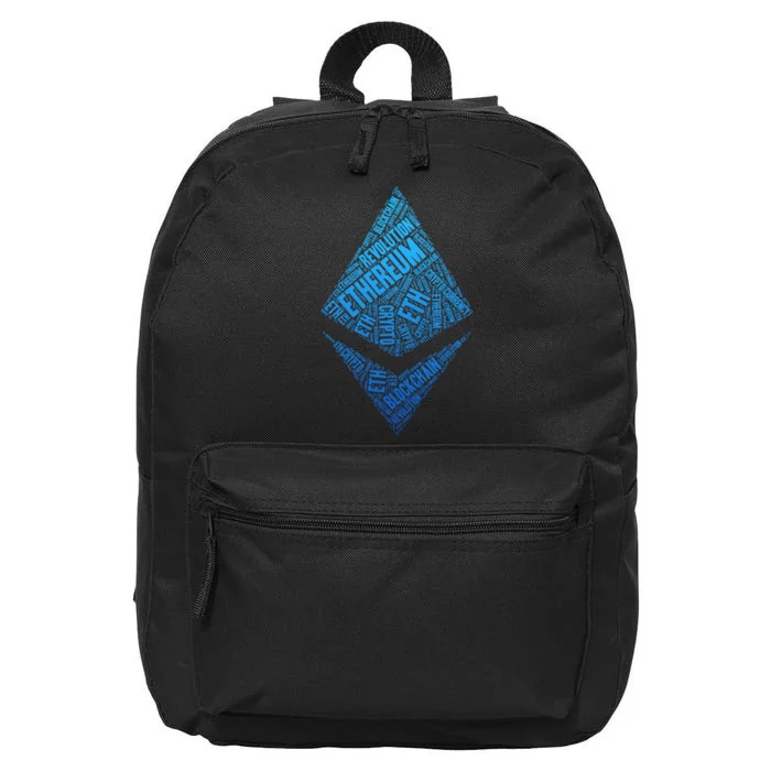 Ethereum Block Chain Revolution Crypto World Cloud 16 in Basic Backpack