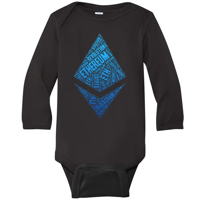 Ethereum Block Chain Revolution Crypto World Cloud Baby Long Sleeve Bodysuit