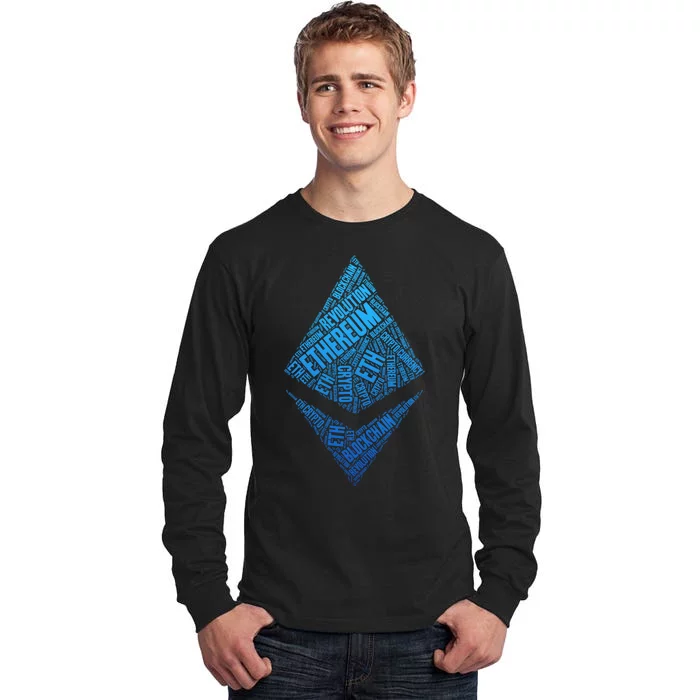 Ethereum Block Chain Revolution Crypto World Cloud Tall Long Sleeve T-Shirt