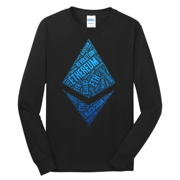 Ethereum Block Chain Revolution Crypto World Cloud Tall Long Sleeve T-Shirt