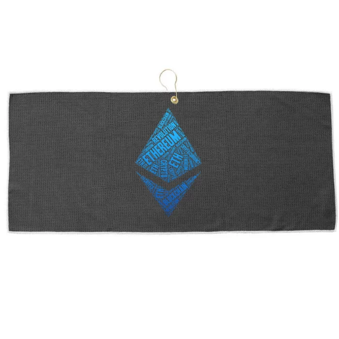 Ethereum Block Chain Revolution Crypto World Cloud Large Microfiber Waffle Golf Towel