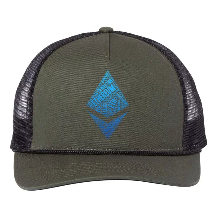 Ethereum Block Chain Revolution Crypto World Cloud Retro Rope Trucker Hat Cap