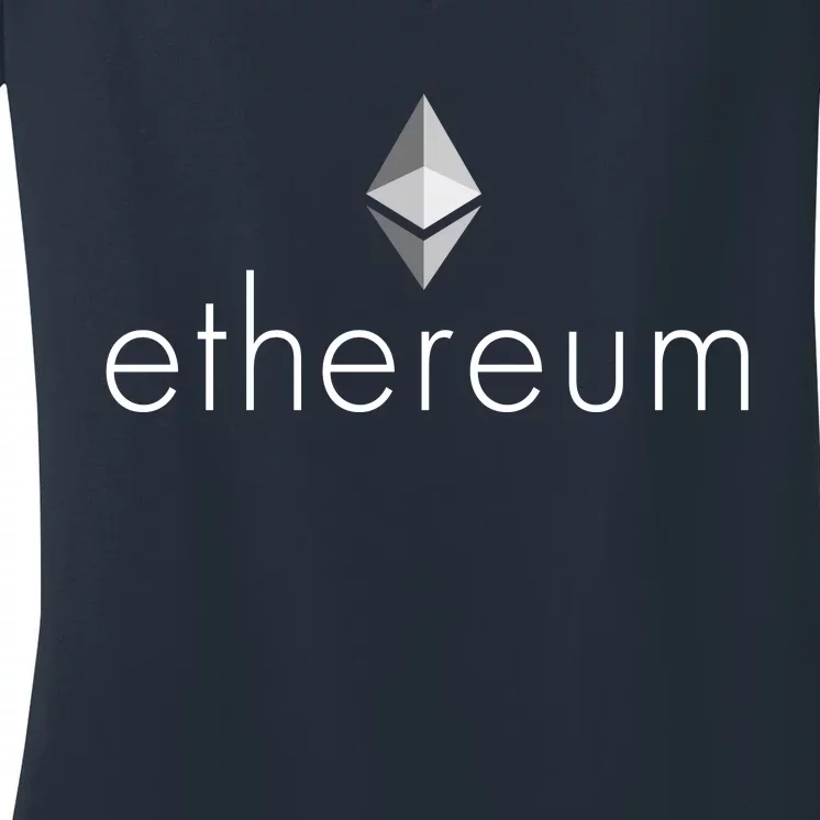 Ethereum Crypto Currency Logo Women's V-Neck T-Shirt