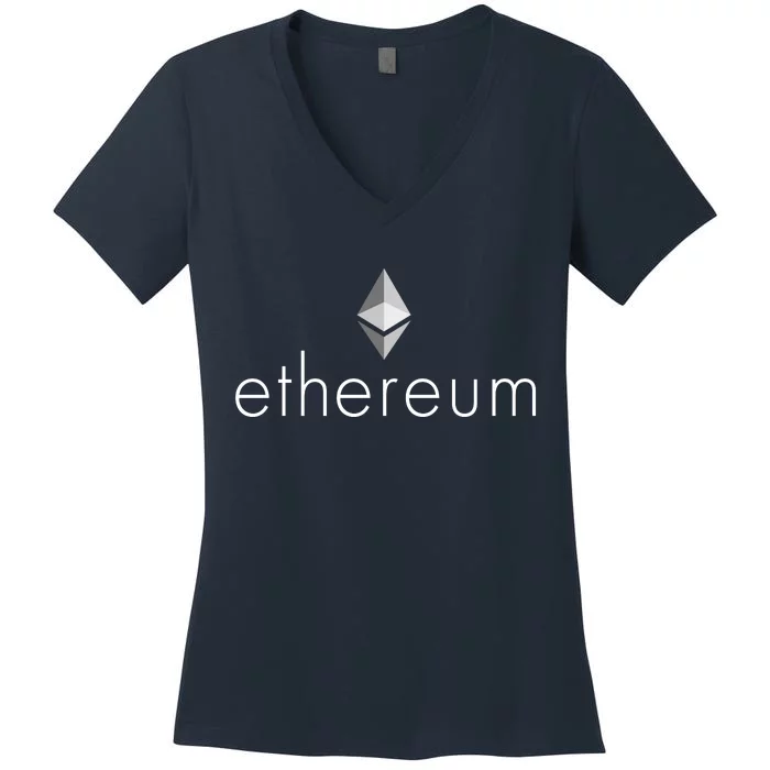 Ethereum Crypto Currency Logo Women's V-Neck T-Shirt